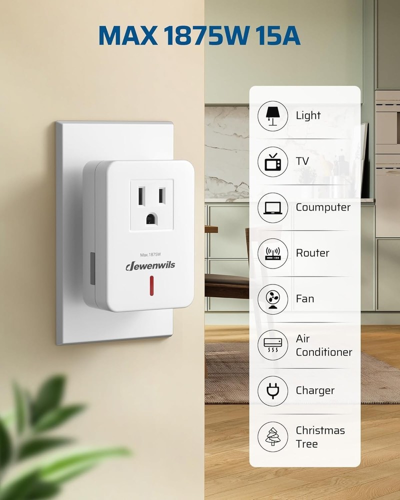 Compact Wireless Outlet with Magnetic Base - Effortless 15A Remote Control