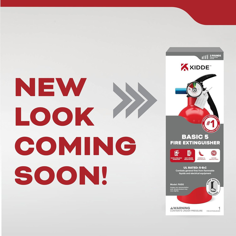 Basic Fire Extinguisher for Home, Office, Residential, Single-Use, 5BC