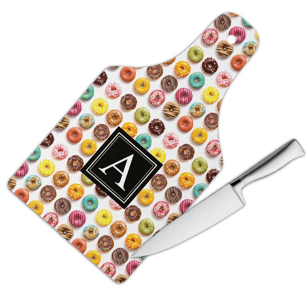 Gift Cutting Board : Glazed Donuts Sweet Decorated Pattern Kids Party Decor