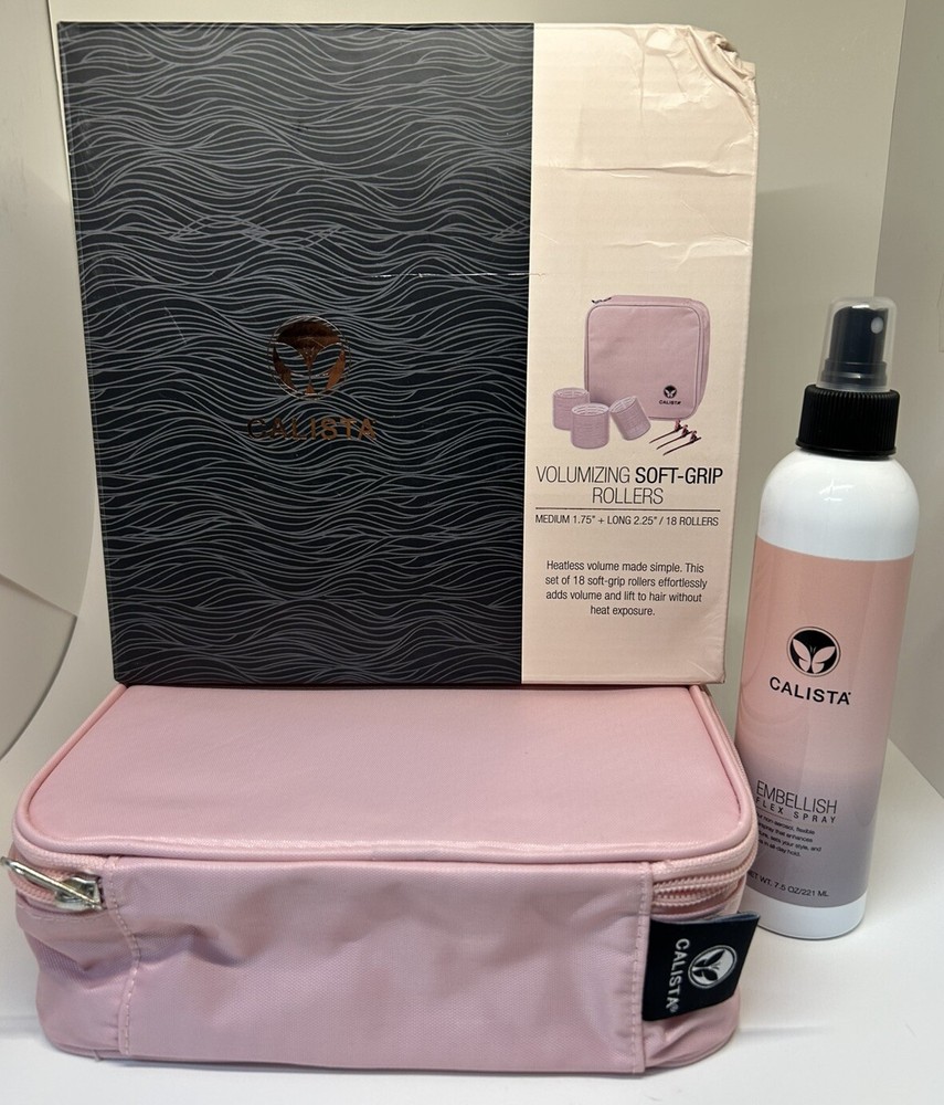 Calista Volumizing Self Grip Rollers Curlers Clips Case Long Medium Flex Spray