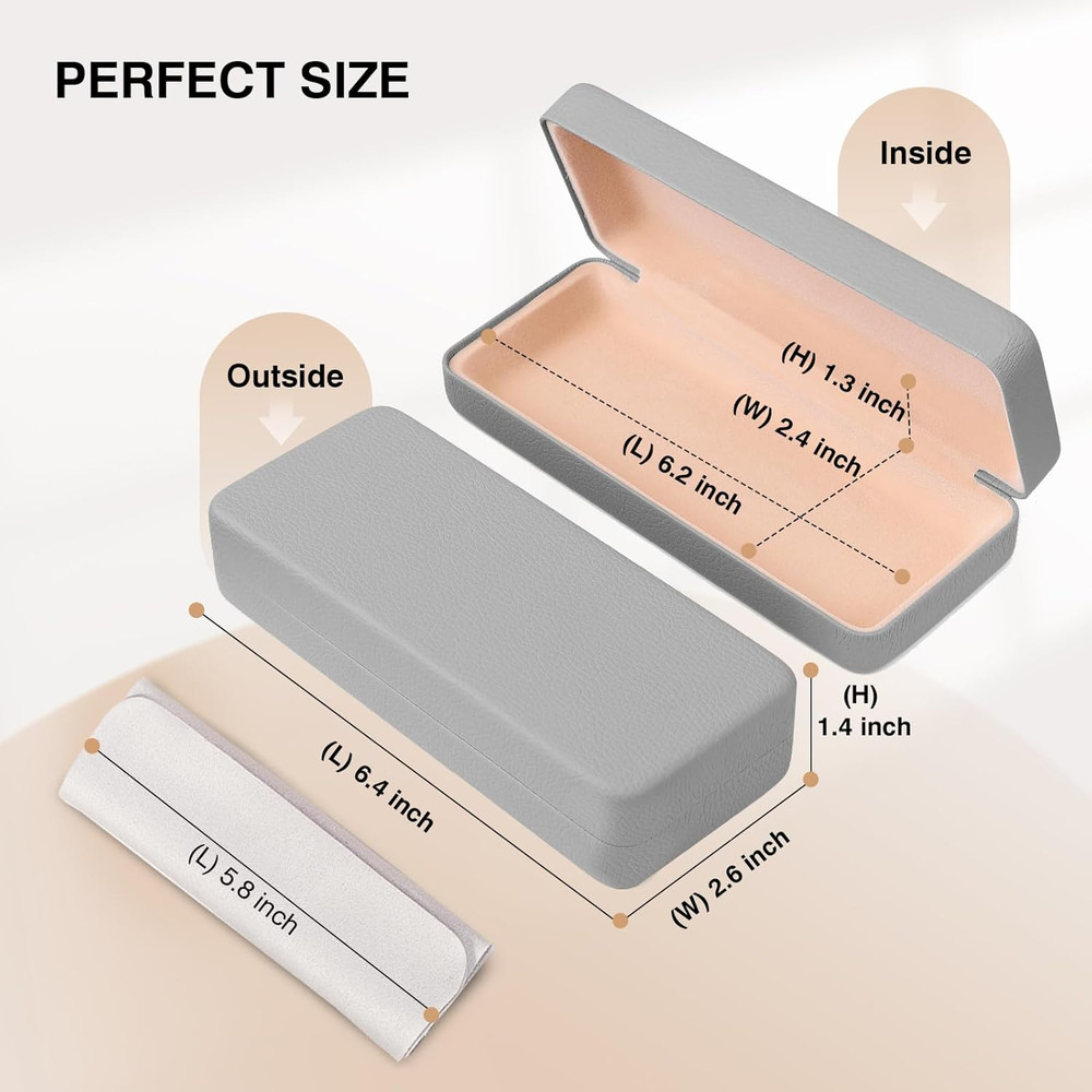Glasses Case Hard Shell Square Large Eyeglasses Case PU Leather Protective Case