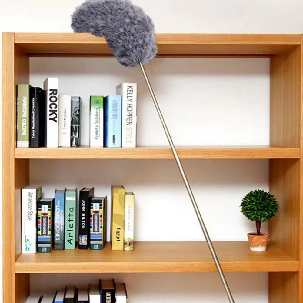 Extendable Feather Duster Long Telescopic Duster Magic Static Duster 1pc gray