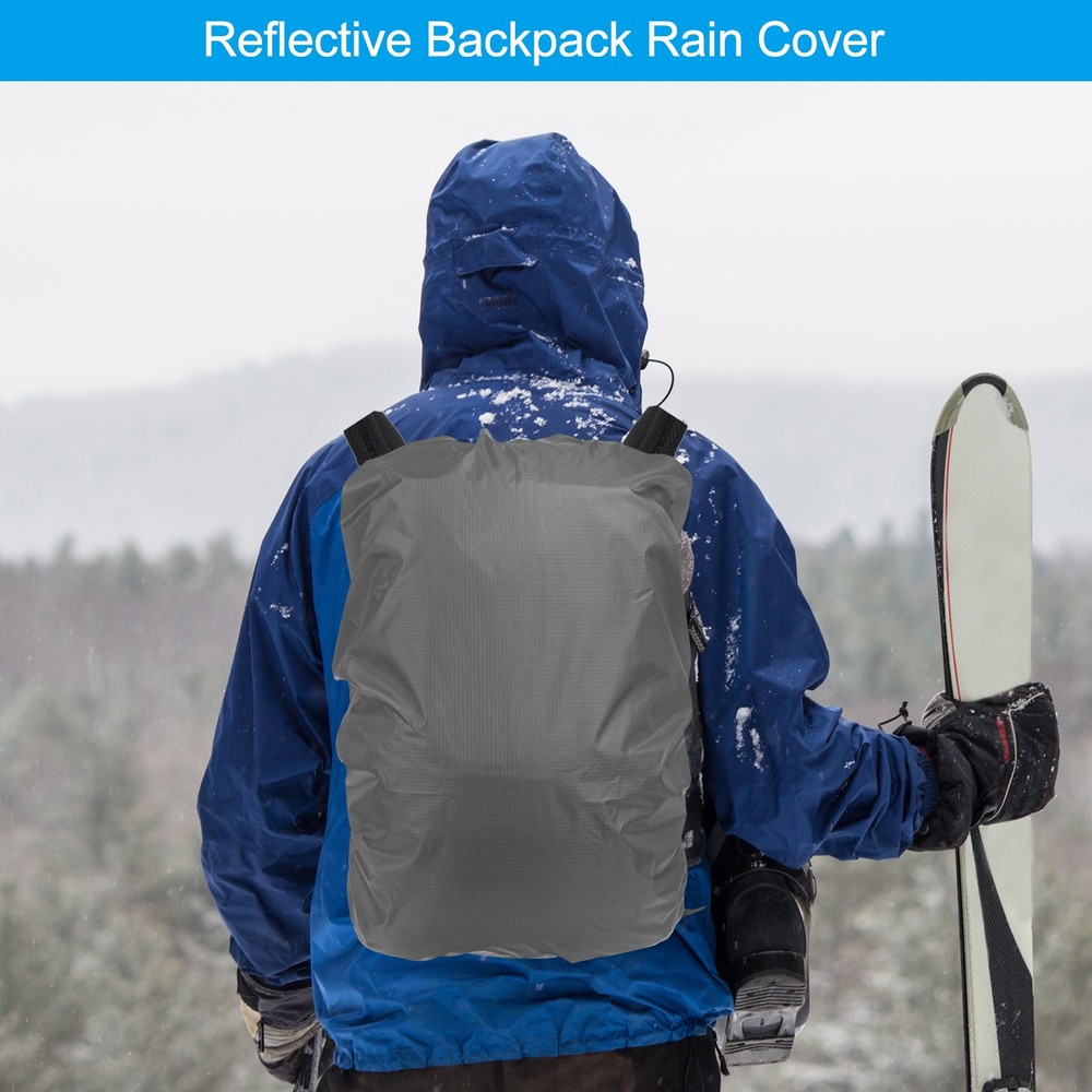 2 Pcs 40-50L Backpack Rain Covers with Drawstring Bag, L, Gray Checkered