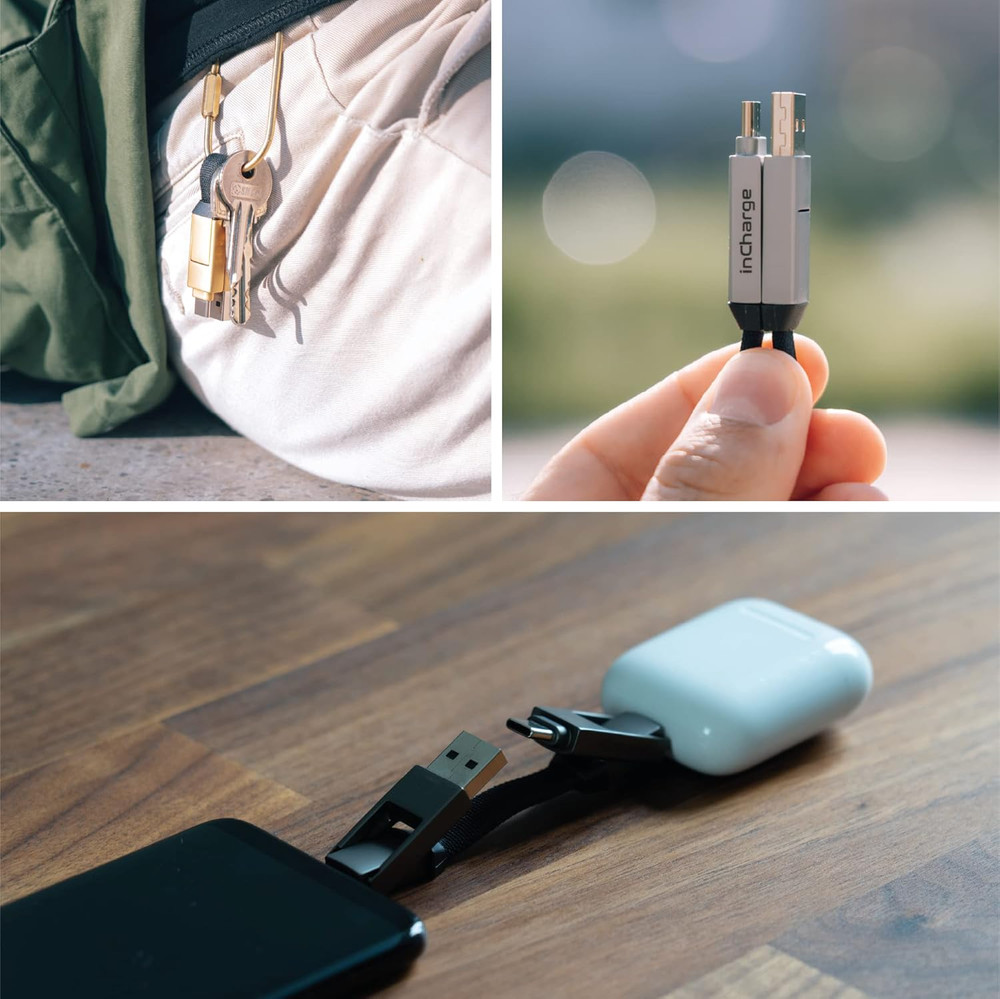 Rolling Square Incharge 6 - Keychain USB C Charger Cable, Lightning Cable