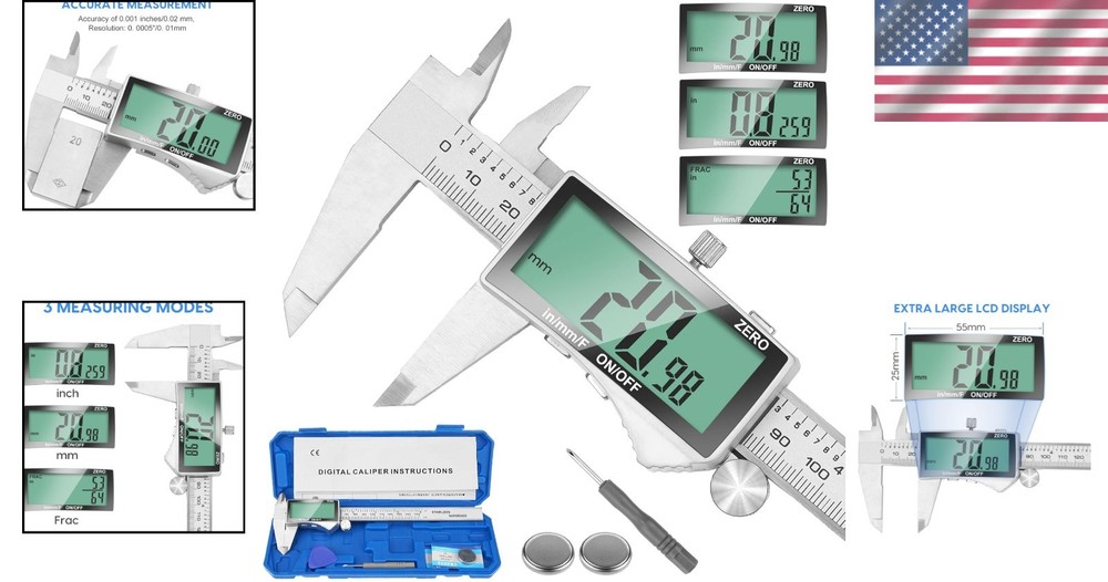 Digital 6 Inch Caliper with Extra Screen in Silver