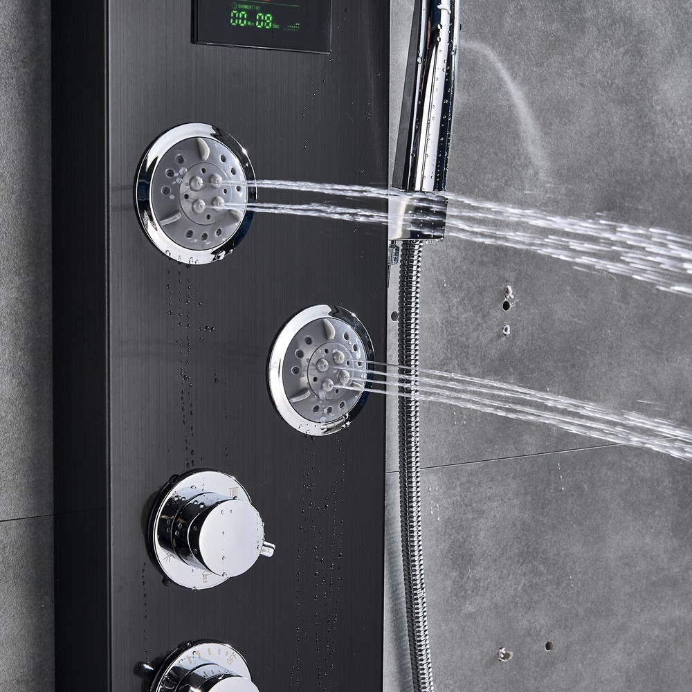 Shower Panel Tower System LED Rain&Waterfall Massage Jet Sprayer Stainless Steel