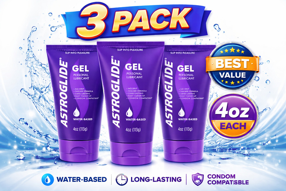 Astroglide Personal Water-Based Lubricant Gel 4oz---**THREE PACK**