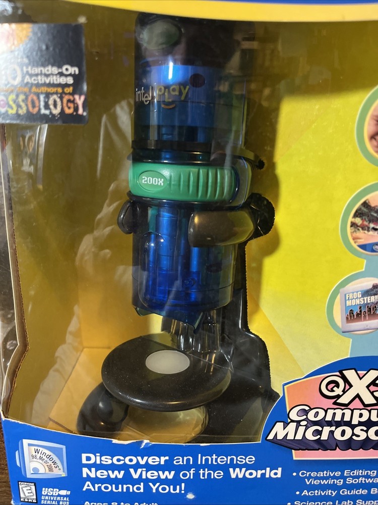 NEW Intel Play QX3+ Computer Microscope w/Editing/Viewing Software. Box Damage