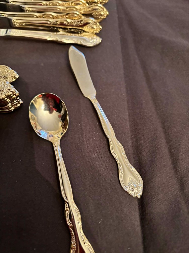 International Deepsilver Gold Electroplate Countess Silverware 57 Pieces