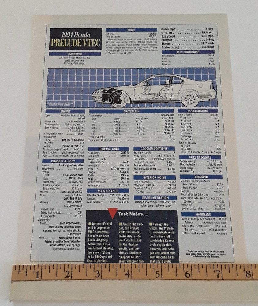 1994 HONDA PRELUDE VTEC ORIGINAL 1994 ARTICLE