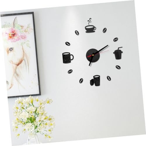 DIY Wall Clock Coffee Cup Sticker for Home Decor Decorative Medium Black