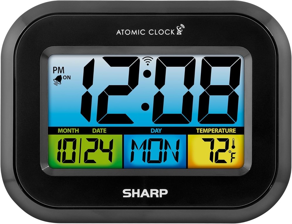 Digital Alarm Clock with LCD Display – Always-On Backlight, Adjustable Black