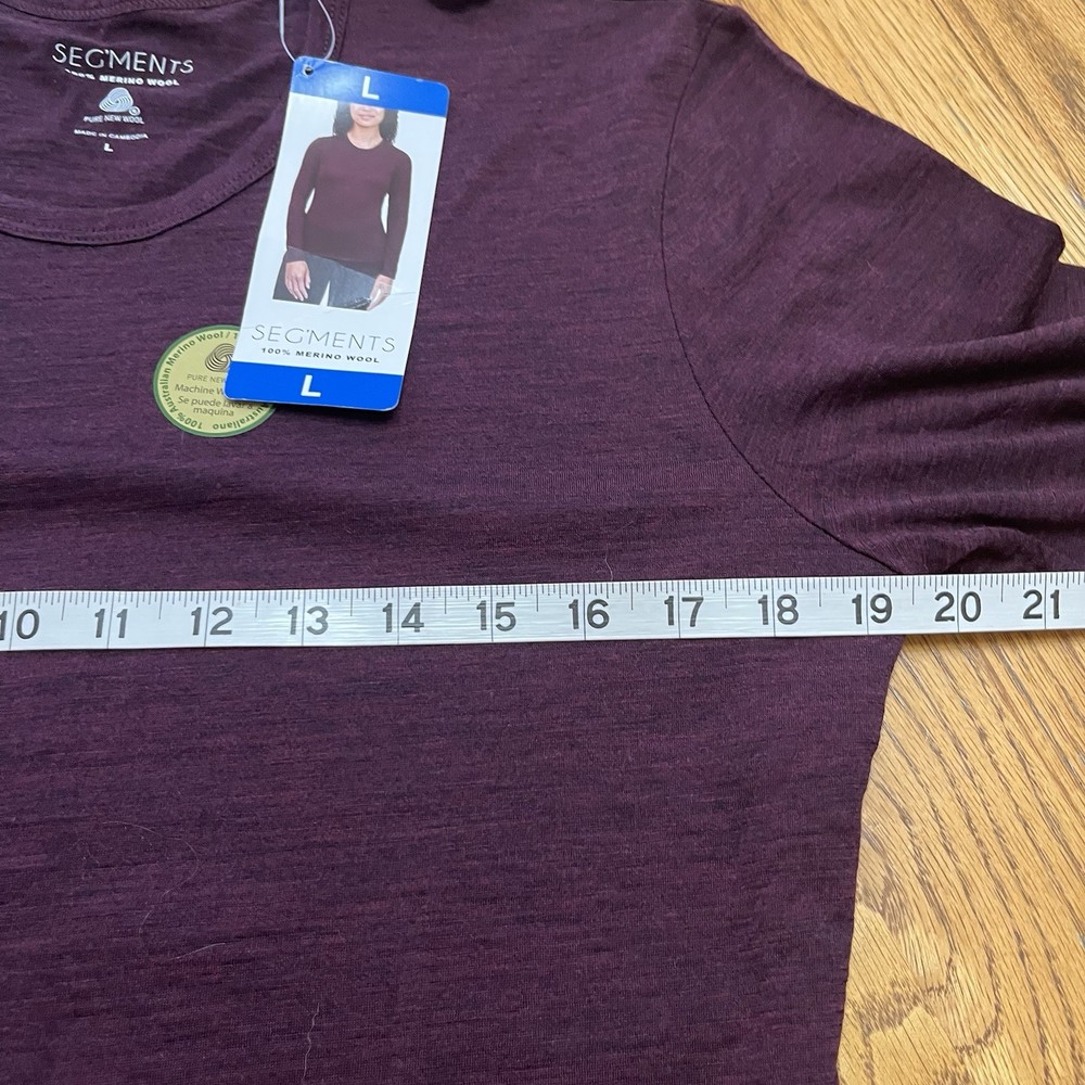 NWT Segments Large Purple Pure New Wool Pullover Base Layer