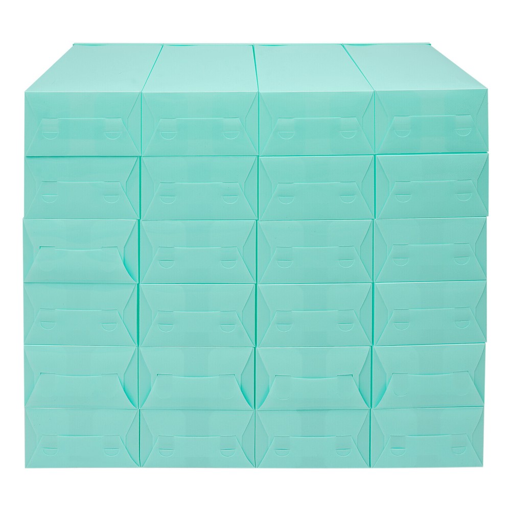 24Pack Foldable Shoe Box Storage Stackable Plastic Sneaker Case Organizer W/Lids