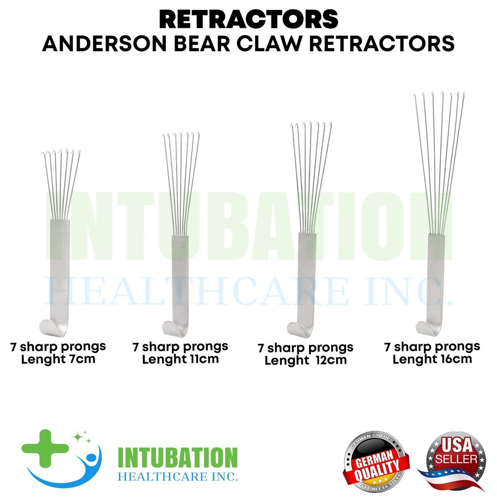 Anderson Bear Claw Retractors 7 Sharp Prongs Facelift Hook Plastic Surgery Tools