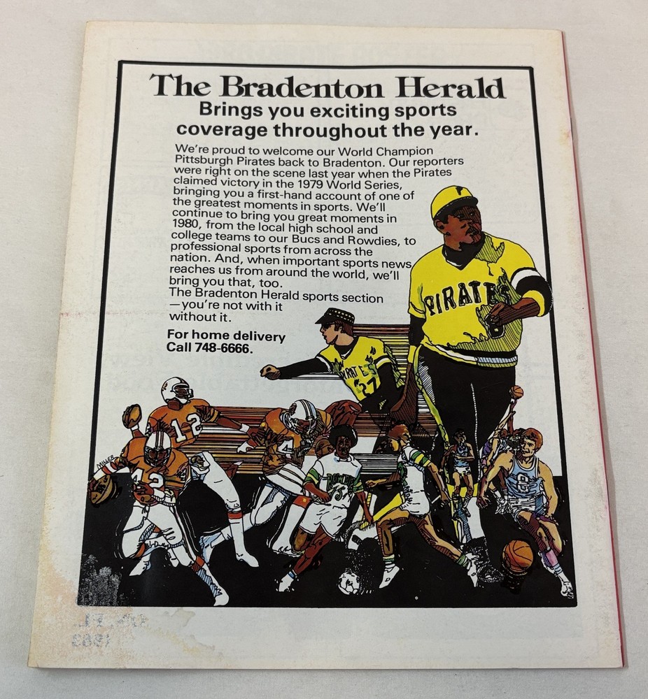 1980 PITTSBURGH PIRATES Spring Training Program And Scorecard
