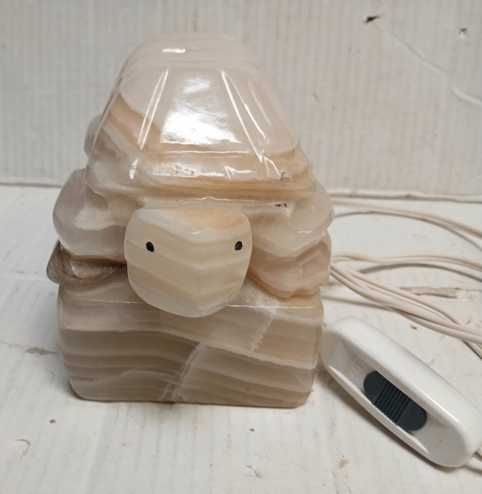 Heavy Onyx Turtle Lamp Nightlight Electric Plug In