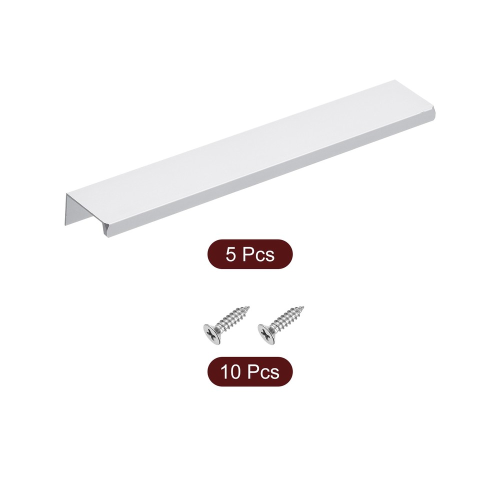 Cabinet Edge Finger Pull, 5pcs 200mm / 7.87" Hidden Cabinet Pulls, Silver