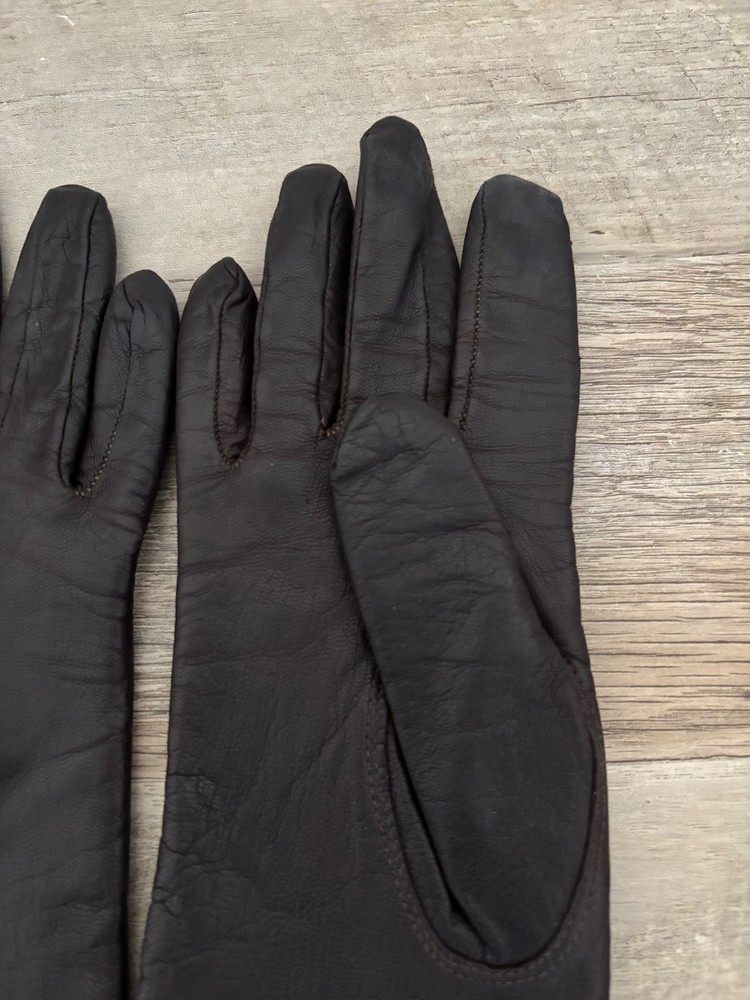Womens Cabretta Gloves, Acrylic Lining, Dark Brown, Size 7