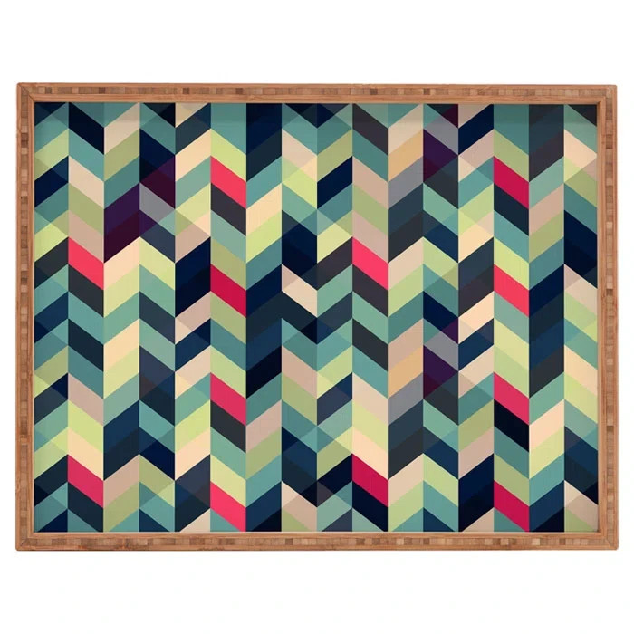 Deny Designs Solid Wood Tray, Chevron Pattern