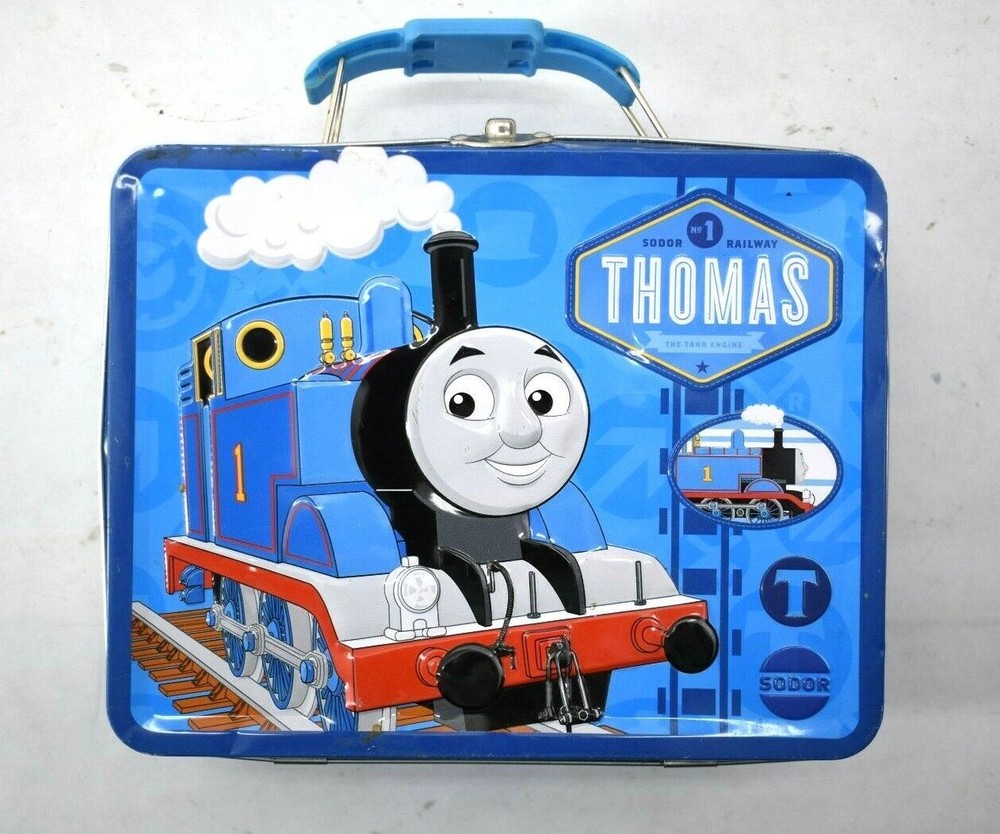Thomas The Train Tank Engine Sodor Railway Square All Tin Lunch Box Blue
