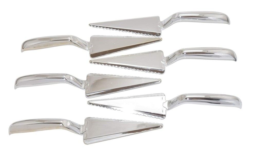 6 Pack | Disposable Plastic Pie/cake Servers | Heavy Duty | Silver
