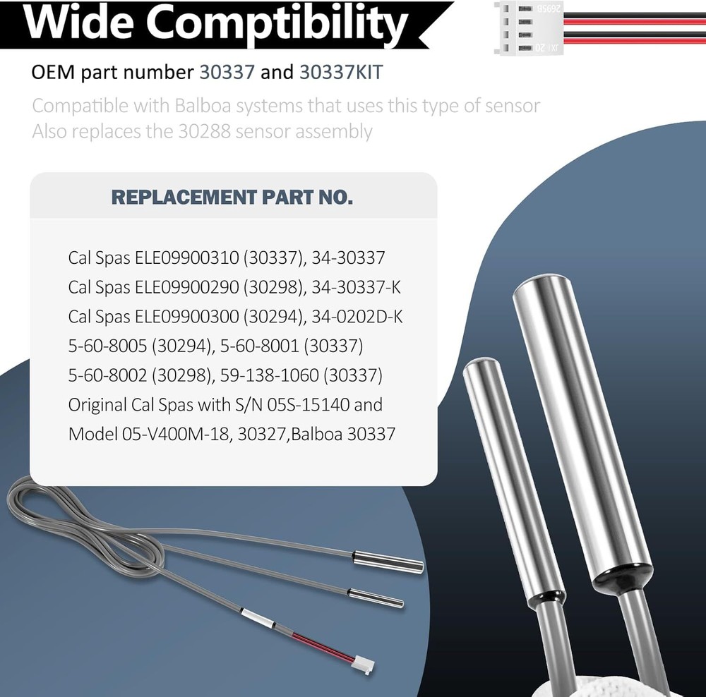 Sensor Assembly 25-175-0337 with Temp and Hi-Limit Sensor Fit for Balboa Systems