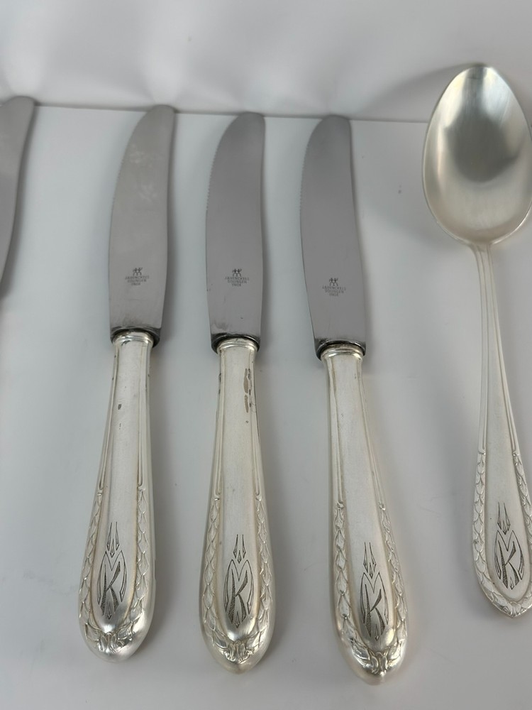 HOMAG 90 Silverplated Flatware Set Vintage Monogram K Serving Pieces