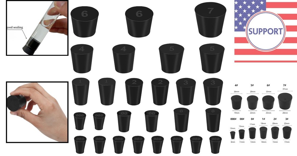 Versatile 27 Pack Rubber Lab Stoppers – 10 Tapered Sizes for Safety and Function