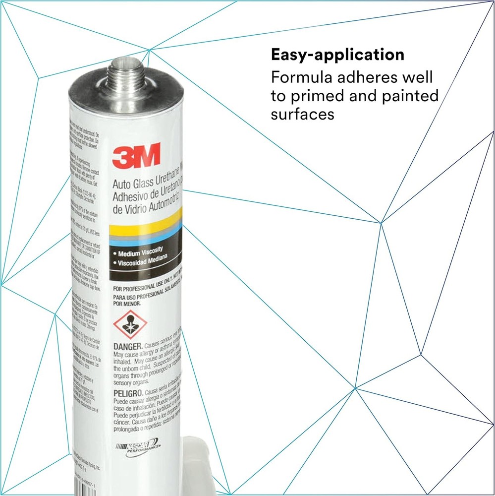 3M Auto Glass Urethane Windshield Adhesive, 08693, Medium 10.5 FL OZ, Black