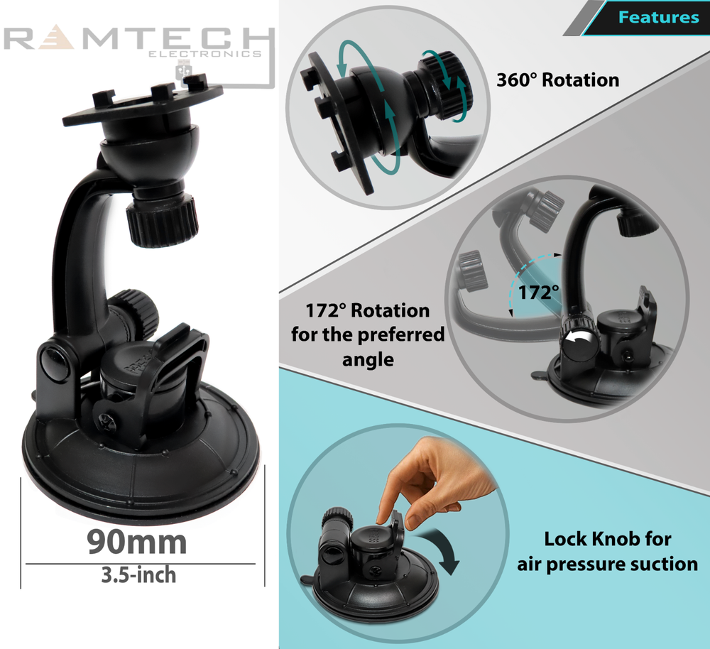 Car Windshield Suction Cup Mount for Rand McNally DC 200 S 210 E-Log Device-SCMO