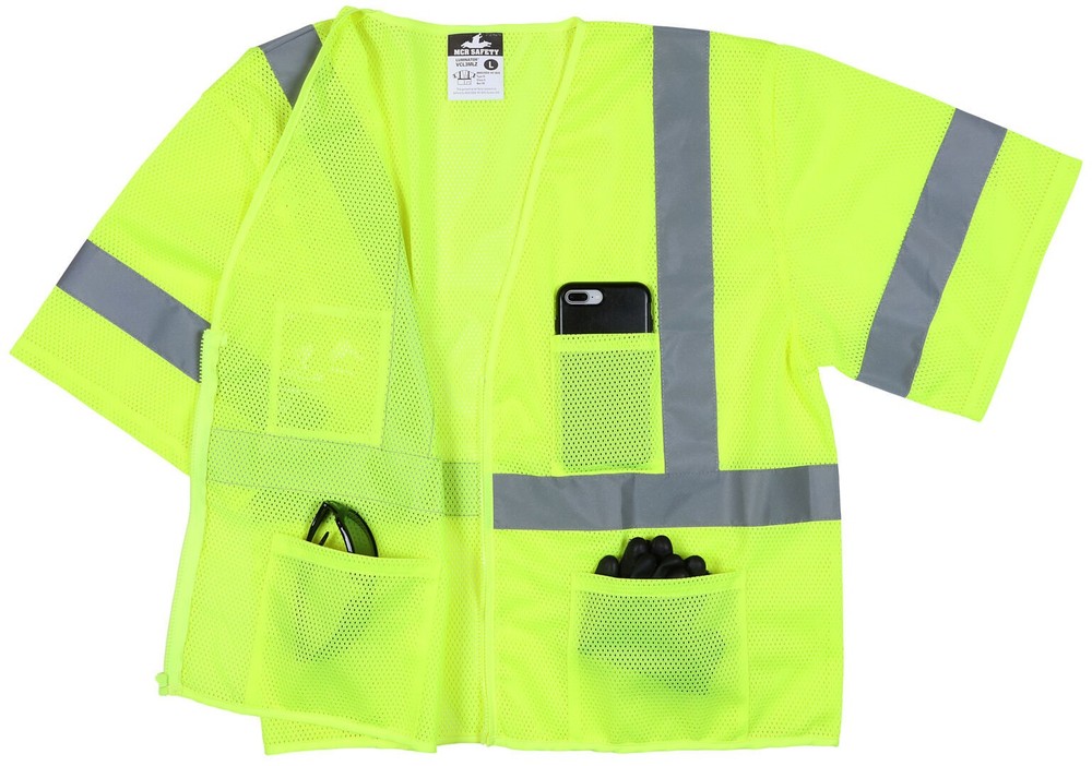MCR Luminator Series, Class 3, Lime Safety Vest, VCL3MLZ