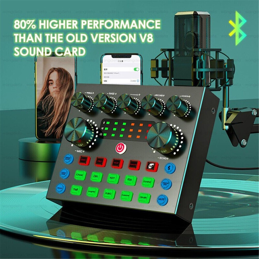 800mAh V8S Bluetooth Sound Card Multi-platform Live Steaming Compatibility