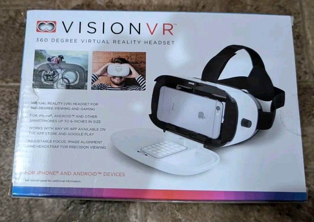 NEW VISION VR 360 DEGREE VIRTUAL REALITY HEADSET FOR iPHONE AND ANDROID DEVICES