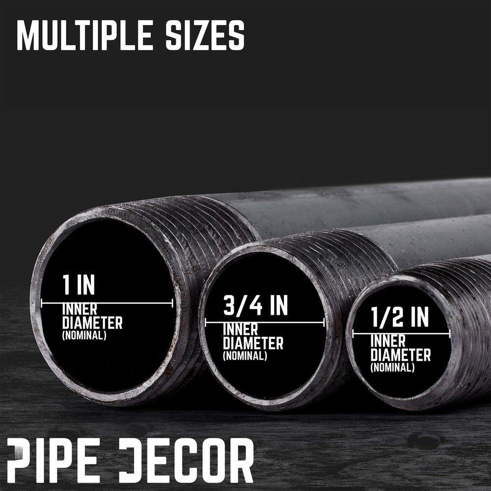 1 in. X 48 in. Black Pipe 4 Pack