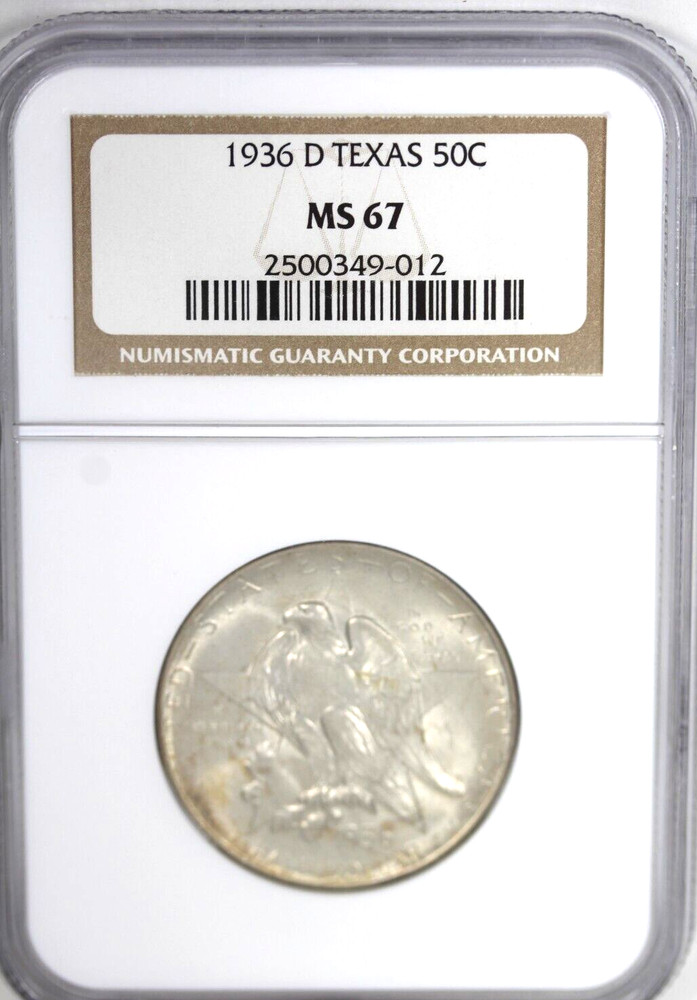 1936-D Texas Commemorative Half Dollar : NGC MS67