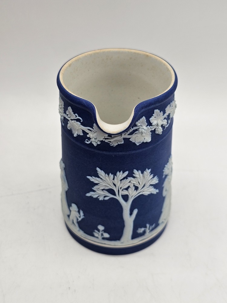 Wedgewood Jasperware Blue And White 4" Creamer Victorian Ornate Boho