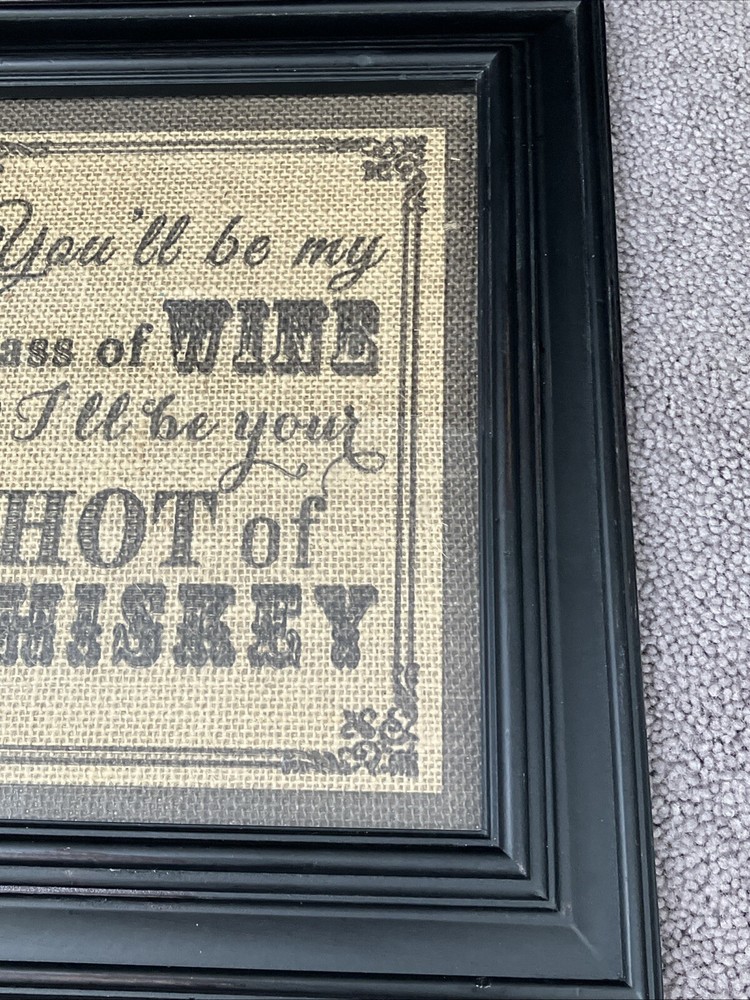 11” X 13” FRAMED BURLAP SAYING BAR ACCESSORY