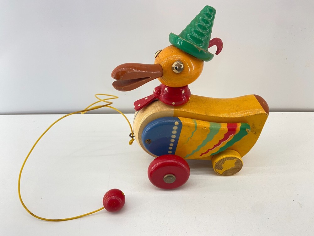 Walter Wooden Duck Vintage West Germany Pull Behind Toy Rare Model