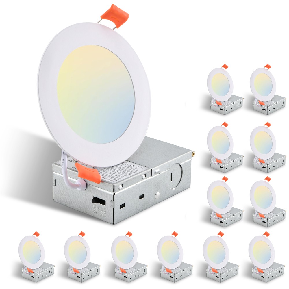 12 Pack 4 Inch Recessed Ceiling Panel Light 5CCT LED Dimmable with Junction Box