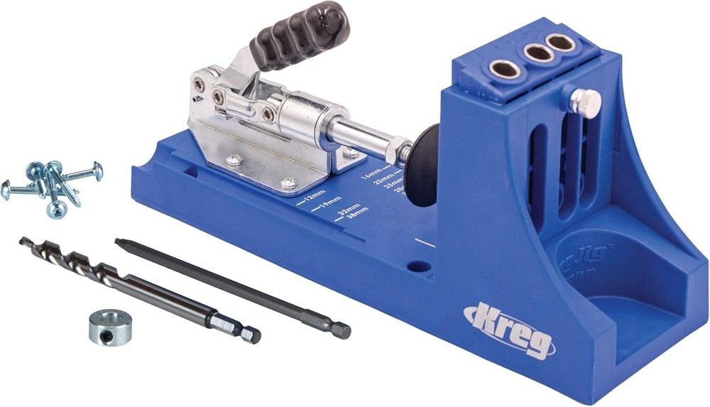 Adjustable Pocket Hole Jig for Strong Joints with 3-Hole Drill Guide System