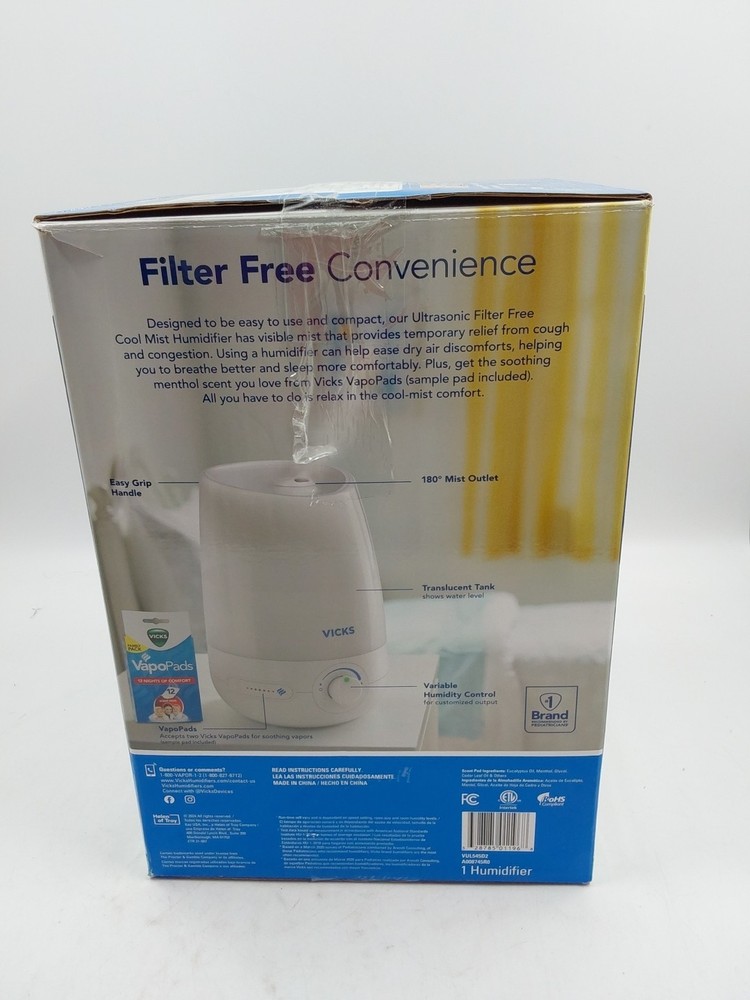Vicks Filter Free Cool Mist Humidifier 1 Gallon VUL545D1