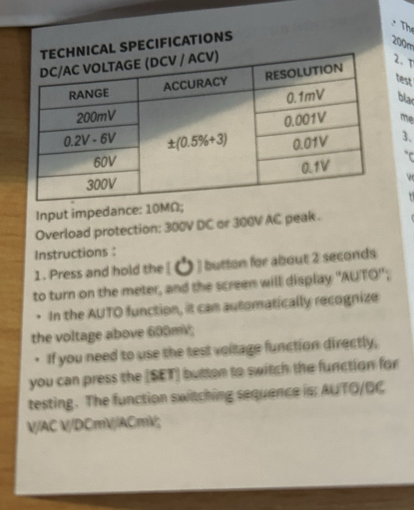 Multimeter Smart Digital Wrist-worn Auto-range Voltage Range AC/DC 300V