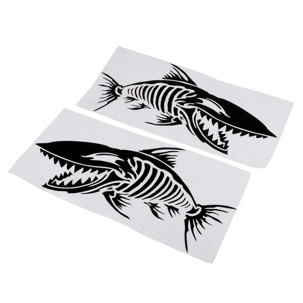 Pack 2 Waterproof Kayak Skeleton Fish Bone Decal Funny Stickers