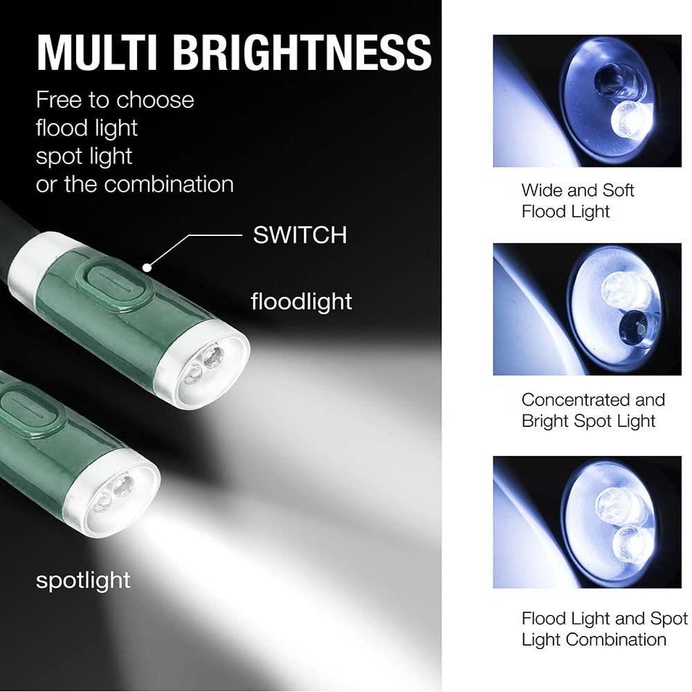Rechargeable 4 Led Neck Reading Light Book Lights For Reading In Bed 3 Brightnes