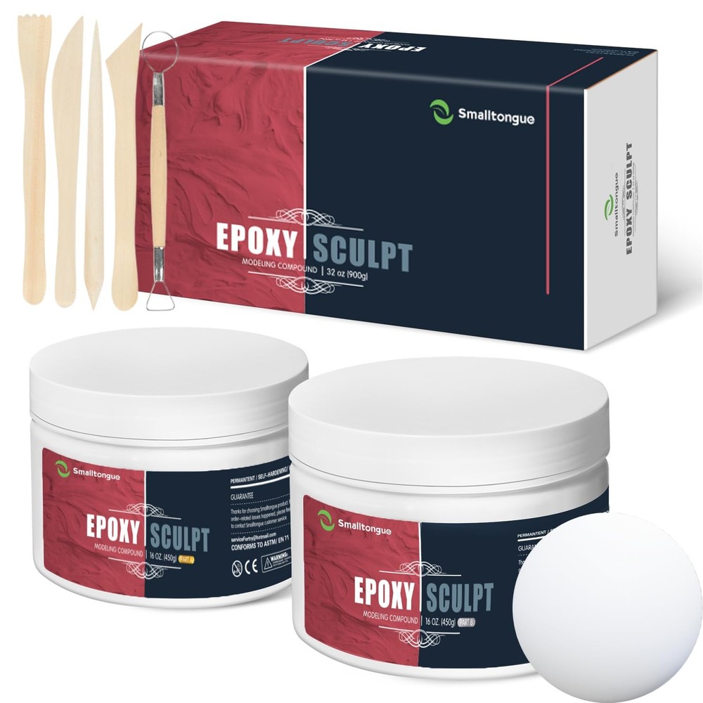 White AB Epoxy Sculpt Clay, 2 Part Epoxy Sculpture Modeling Paste Clay (A & B...