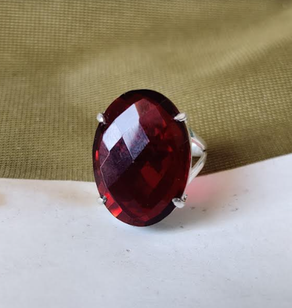 Garnet Ring Solid 925 Sterling Silver Beautiful Ring Perfect All Size Mo*