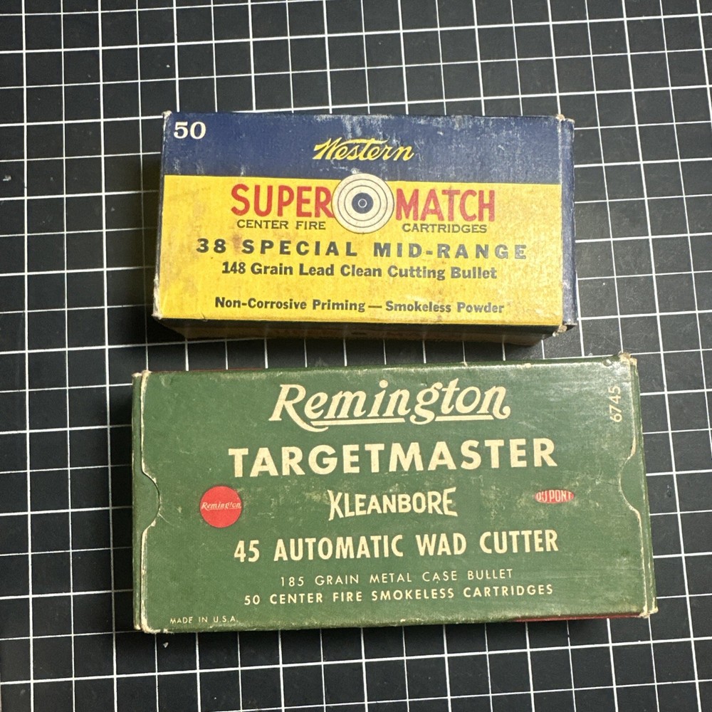 Set of 2 vintage ammo box cardboard boxes