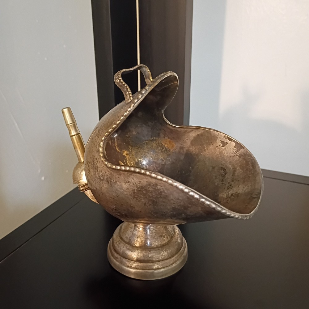 ANTIQUE SILVERPLATE SUGAR SCUTTLE AND SCOOP