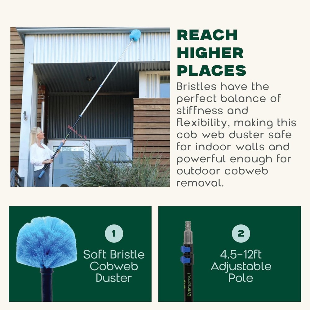 Durable Telescoping Cobweb Duster – Effortlessly Clean High Ceilings & Corners